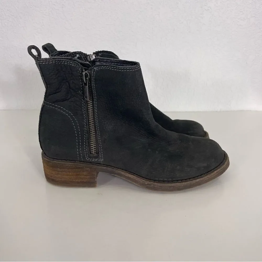 Lucky Brand Grey‎ Leather Suede Side Zipper Booties women’s 6.5